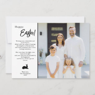 Modern Minimal Svart Och Vitt Familjefoto Påsk Kort