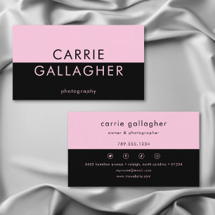 Modern Minimal svart Rosa Geometric Monogram Visitkort