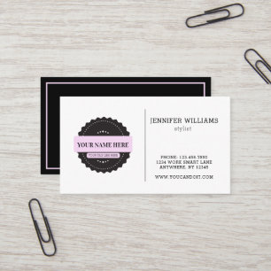 Modern minimal svart Rosa - Logotyp Visitkort