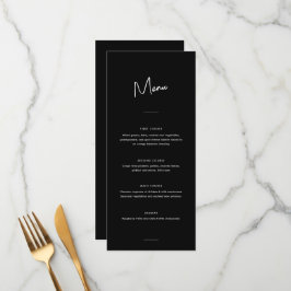Modern Minimal, svart skript Bröllop Meny