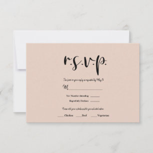 Modern Minimal Svart Text VALFRI FÄRG Bröllop RSVP OSA Kort