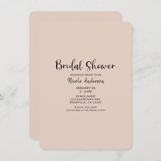 Modern minimal svart typ ANY FÄRG-Möhippa Inbjudningar (Fram/baksida)