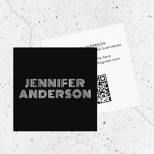 Modern minimal svart typografi-Anpassningsbar QR-k Fyrkantigt Visitkort