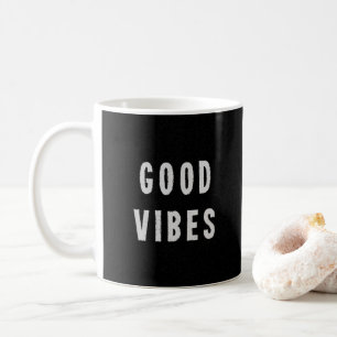 Modern Minimal svart + vit bra Vibes-typografi Kaffemugg