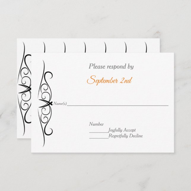 Modern Minimal Svart & Vitt Bröllops RSVP Inbjudningar (Fram/baksida)