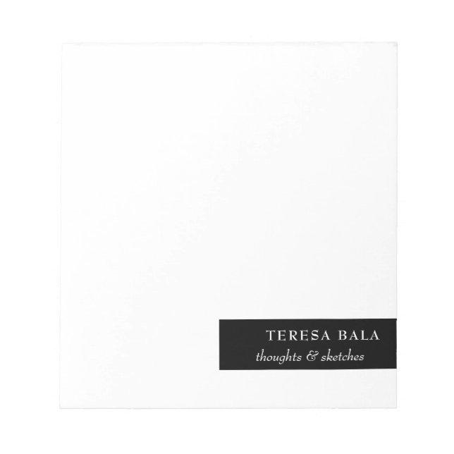 Modern Minimal Svart Vitt Stilfull Design Anteckningsblock (Framsida)