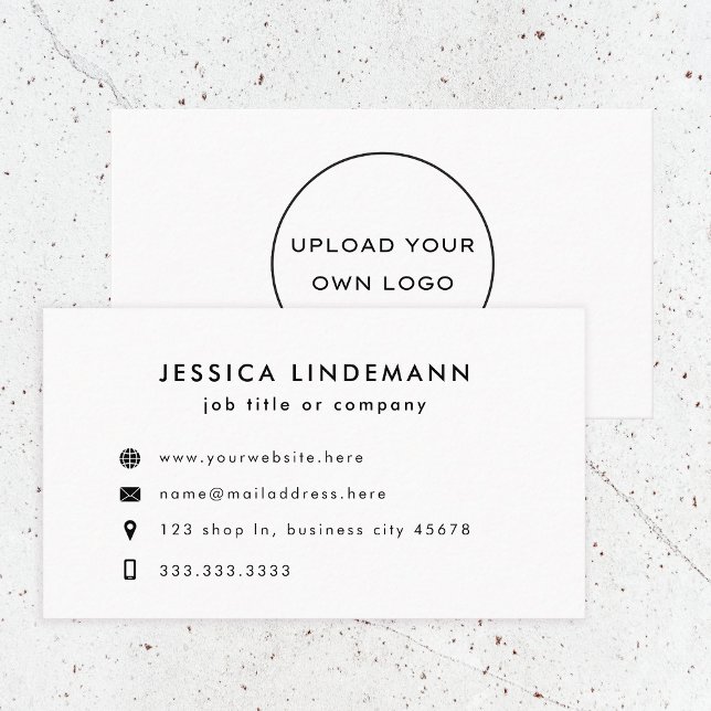 Modern minimal svartvit Anpassningsbar Logotyp Visitkort (Skapare uppladdad)