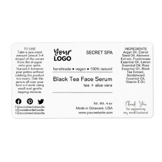 Modern minimal svartvit Ansikte-serumprodukt Fraktsedel