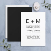 Modern Minimal svartvit monogram Bröllop