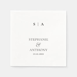 Modern Minimal svartvit monogram Bröllop Pappersservett