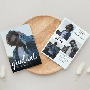 Modern minimal svartvit Studentfest för svartvit f Inbjudningar