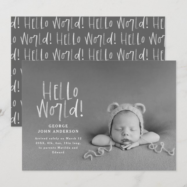 Modern minimal svartvit typografi meddelande (Fram/baksida)