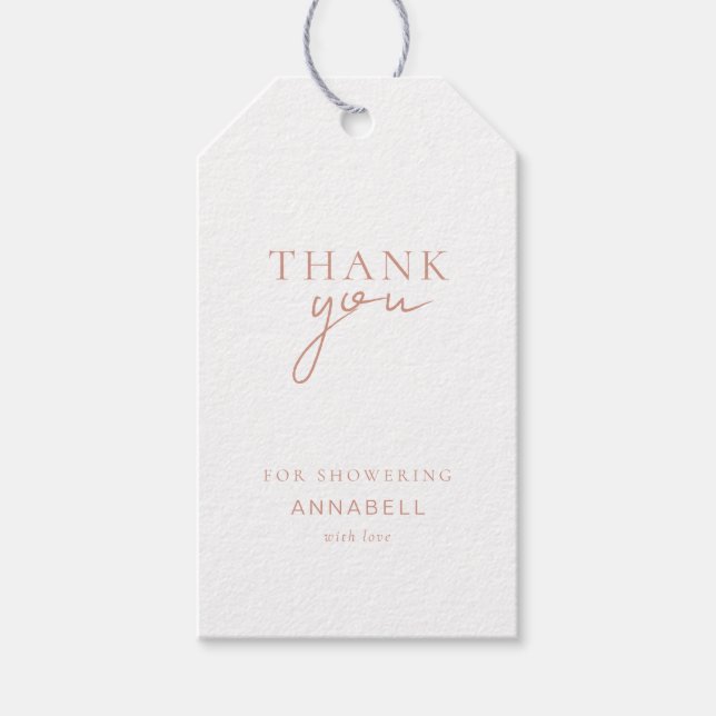 Modern, Minimal, "TACK" Bröllopsfest Presentetikett (Framsidan)