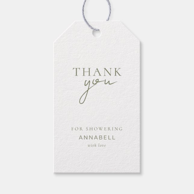 Modern, Minimal, "TACK" Bröllopsfest Presentetikett (Framsidan)