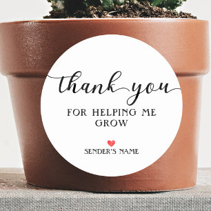 Modern, minimal Tack för att hjälpa mig att växa Runt Klistermärke