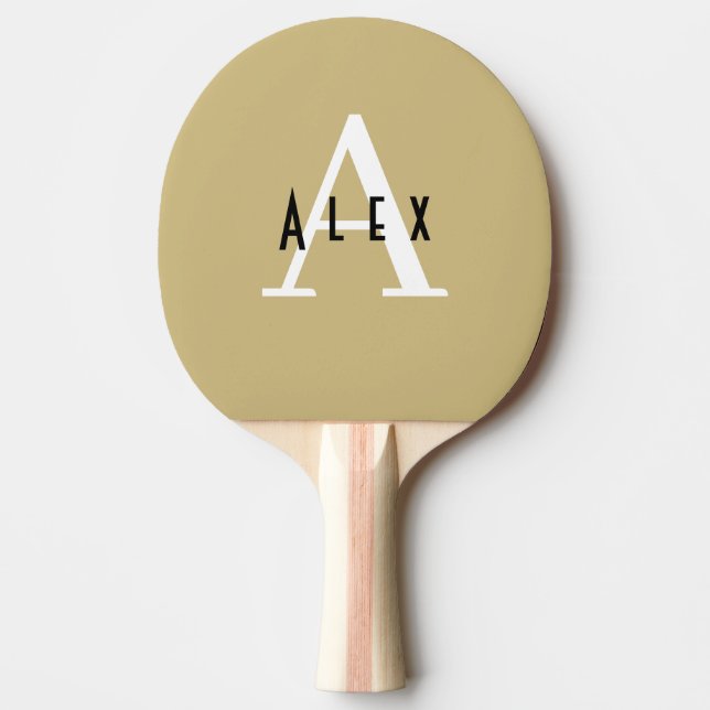 Modern Minimal Tan Monogram Pingisracket (Framsidan)