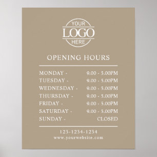 Modern minimal Taupe Beige Business Open Timours Poster