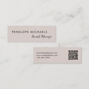 Modern Minimal Taupe QR-Professionell Mini Visitkort