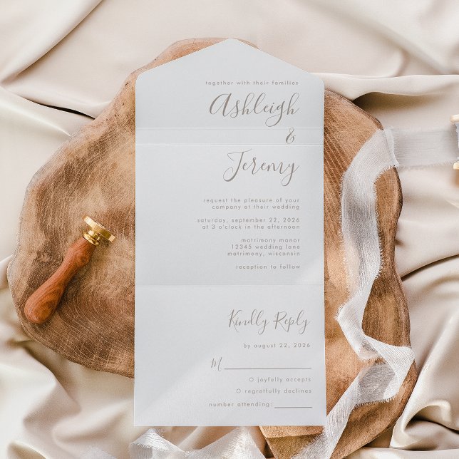 Modern Minimal Taupe Script Bröllop (Skapare uppladdad)