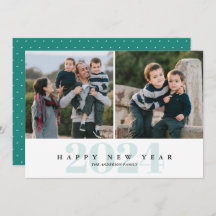 Modern Minimal Teal 2 Photo Gott nytt år