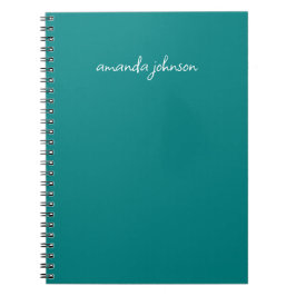 Modern Minimal Teal Monogram Lägg till Fullt Namn Anteckningsbok