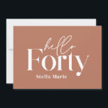 Modern minimal terracotta enkel 40-årsdag inbjudningar<br><div class="desc">Modern minimal typografi,  enkel terracotta och vit 40-årsinbjudan. En del av en contemporary.</div>