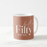 Modern minimal terracotta-foto 50-årsdag kaffemugg<br><div class="desc">Modern minimal typografi,  enkel terracotta och vit 50-årsfotogåva från mugg. En del av en contemporary.</div>