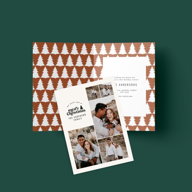 Modern minimal terracotta jul - multifoto tack kort (Skapare uppladdad)