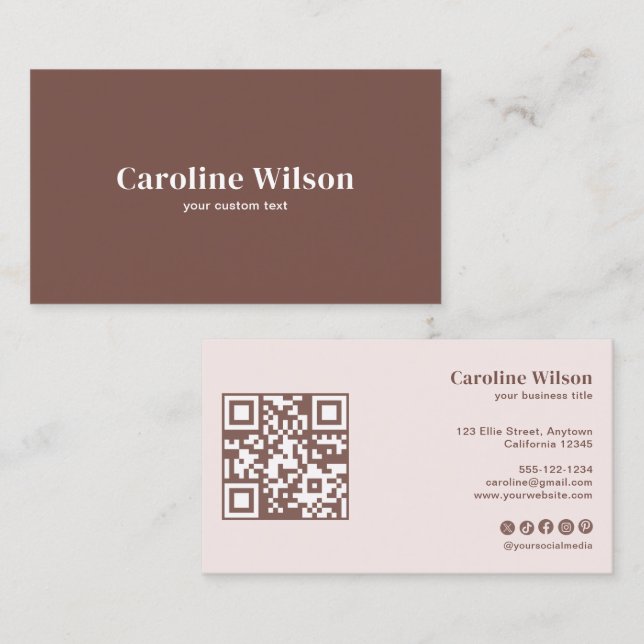 Modern Minimal Terracotta QR-Professionell Visitkort (Fram/baksida)