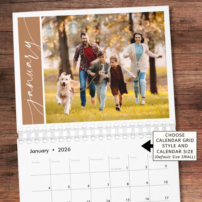Modern Minimal Terrakotta En Foto Familj Kalender (Skapare uppladdad)