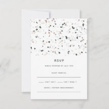 Modern Minimal Terrazzo Mönster Grönt Rosa Bröllop