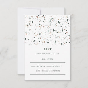 Modern Minimal Terrazzo Mönster Grönt Rosa Bröllop OSA Kort