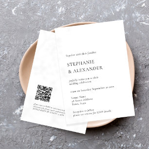 Modern minimal textinbjudan QR-kod för bröllop Inbjudningar