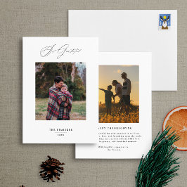 Modern minimal Thanksgiving för kalligrafi - tack Julkort