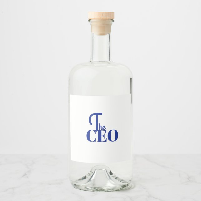Modern Minimal The CEO Blue Spritflaskor Etikett (Framsida)