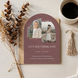 Modern Minimal then & Now Studentfest Foton Inbjudningar