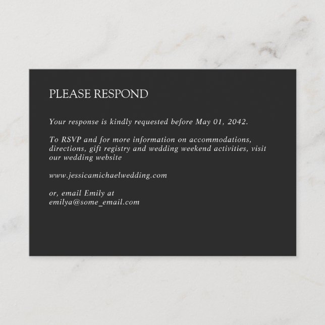 Modern Minimal träkol Bröllop OSA Kort (Framsida)