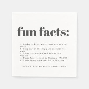 Modern Minimal träkol Roligt Facts Bröllop Pappersservett
