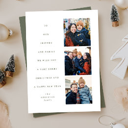 Modern minimal trefoto av Julgran Julkort