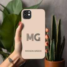 Modern minimal, Trendig Beige Simple Monogram