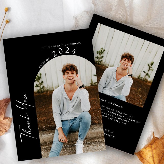 Modern minimal två foto Studenten Tack Kort (Skapare uppladdad)