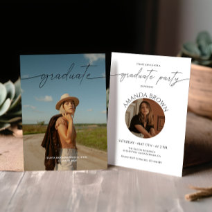 Modern minimal två foto-Studentfest Inbjudningar