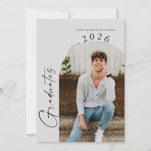 Modern minimal två foto-twin Student Party Inbjudningar (Framsida)