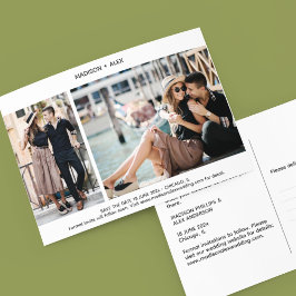 Modern minimal tvåfotsspara vykortet för datum vykort