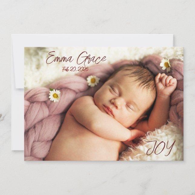 Modern Minimal Two Photo Birth Announcement Meddelande (Framsida)