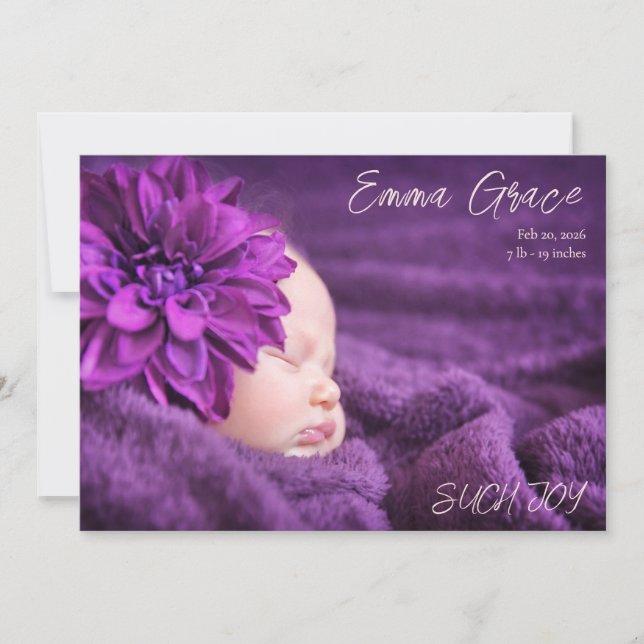Modern Minimal Two Photo Birth Announcement Meddelande (Framsida)