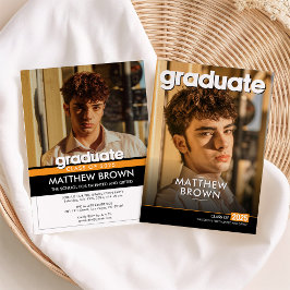 Modern Minimal Two Photo Graduation Party Inbjudningar