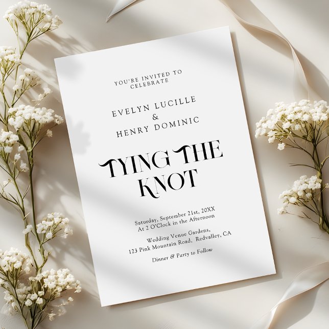 Modern Minimal tying the knot Wedding Inbjudningar (Skapare uppladdad)