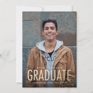 Modern minimal typ Guld Photo Studenten-inbjudan Inbjudningar