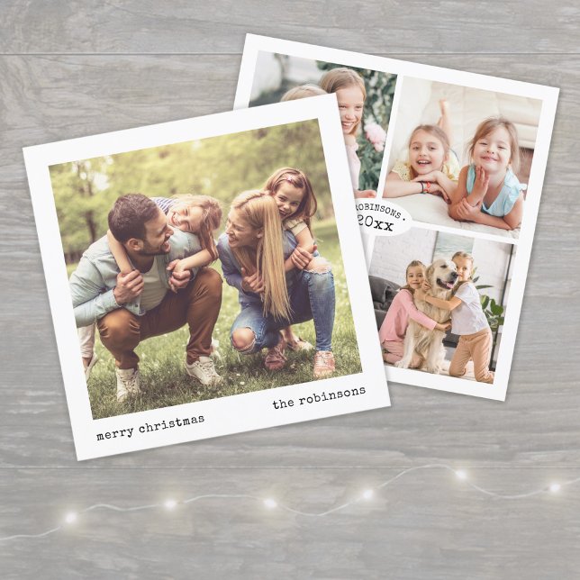 Modern Minimal Typewriter-julfotopassage Julkort (Skapare uppladdad)